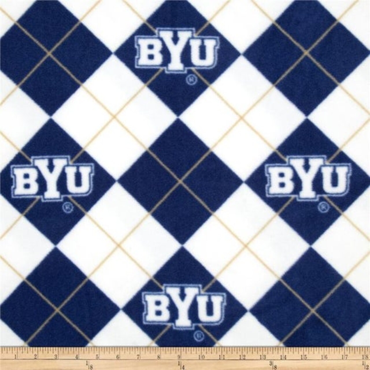 Licensed NCAA Brigham Young University Argyle Fleece BYU-095 Fabric by the Yard